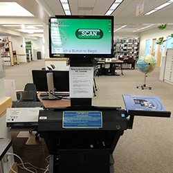 Photo of the KIC BookEdge scanner in Barber Library