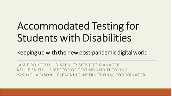 Accommodated testing for students with sisabilities presentation title page