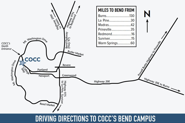 Driving Directions to COCC Bend Campus