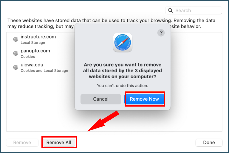 Safari delete cache