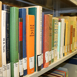 Photo of poetry books on the second floor of the Barber Library