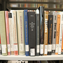 Photo of books at the Barber Library