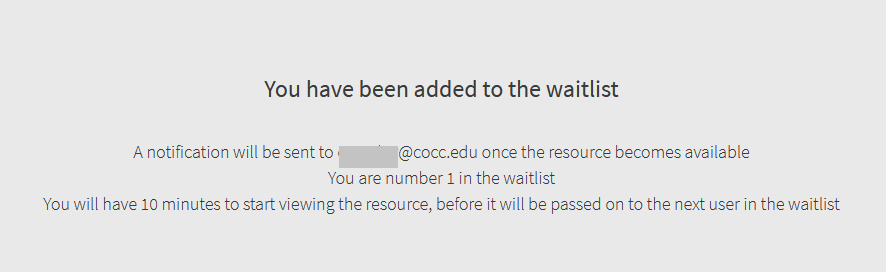 shows message confirming you have been added to waitlist