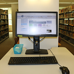 Stand-up kiosk computer at Barber Library