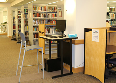 Kiosk on the second floor of Barber Library