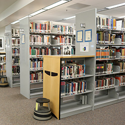 Photo of the stacks on the second floor of Barber Library