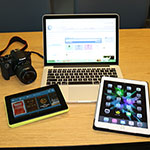 Photo of technology equipment available for checkout at Barber Library