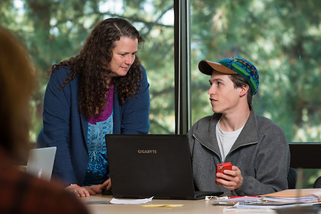 Math Professor Kathy Smith with student