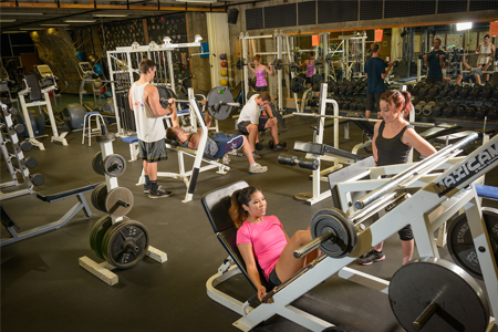 Students working out in mazama gym